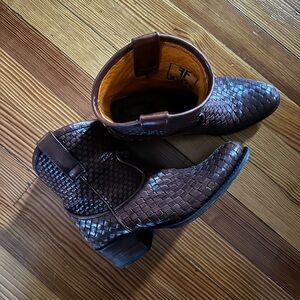 Frye Brown Woven Leather Boots